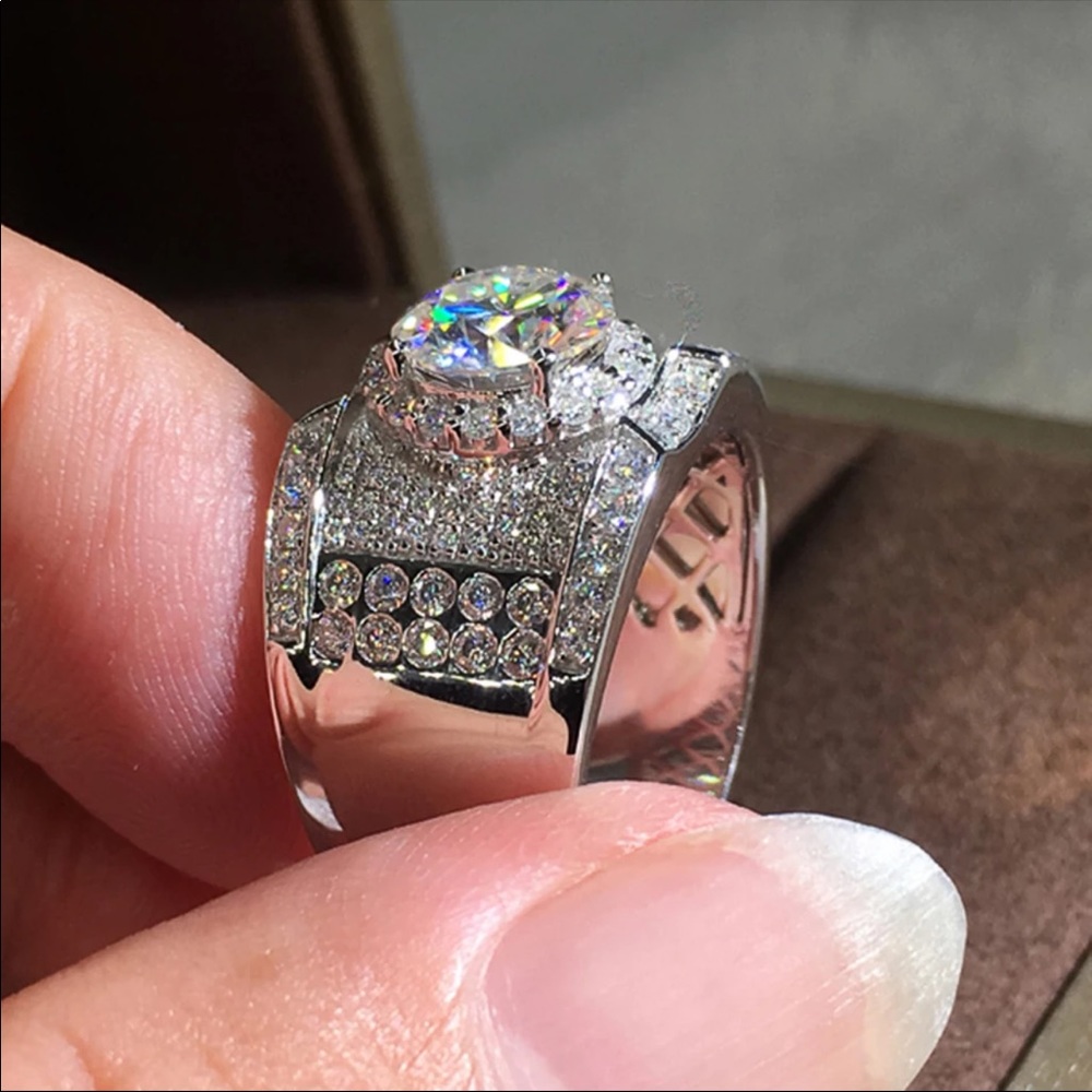 *NEW* Full bling iced out silver hip hop CZ ring - Picture 4 of 4